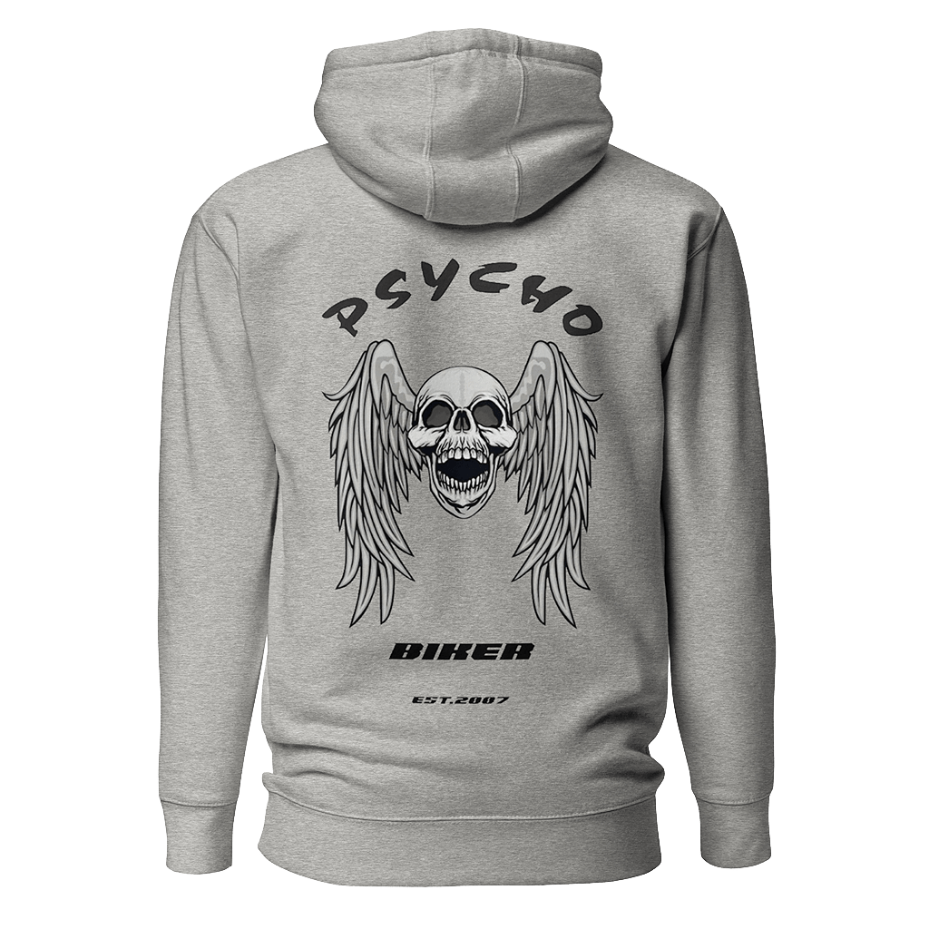 Totenkopf Flügel Hoodie grau hinten