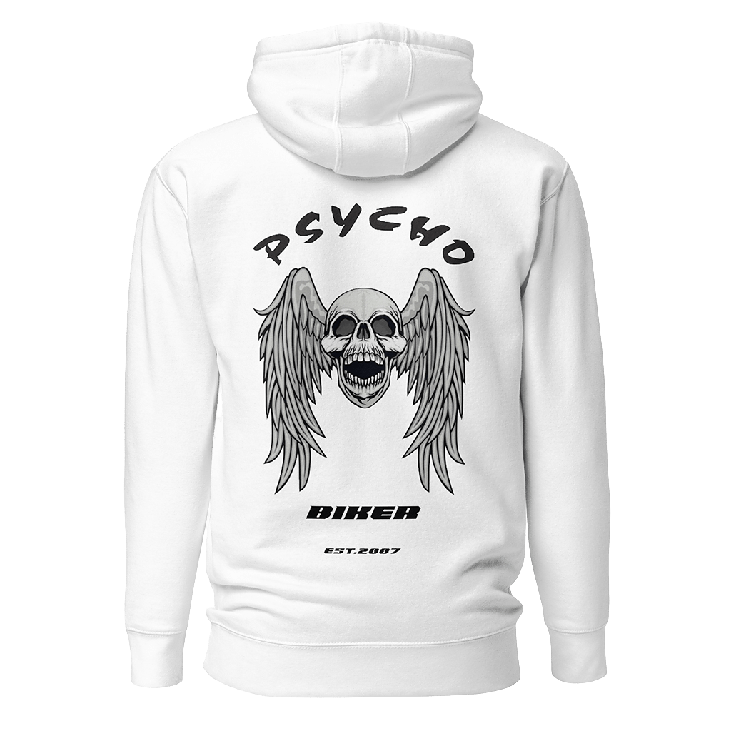 Totenkopf Flügel Hoodie weiß hinten