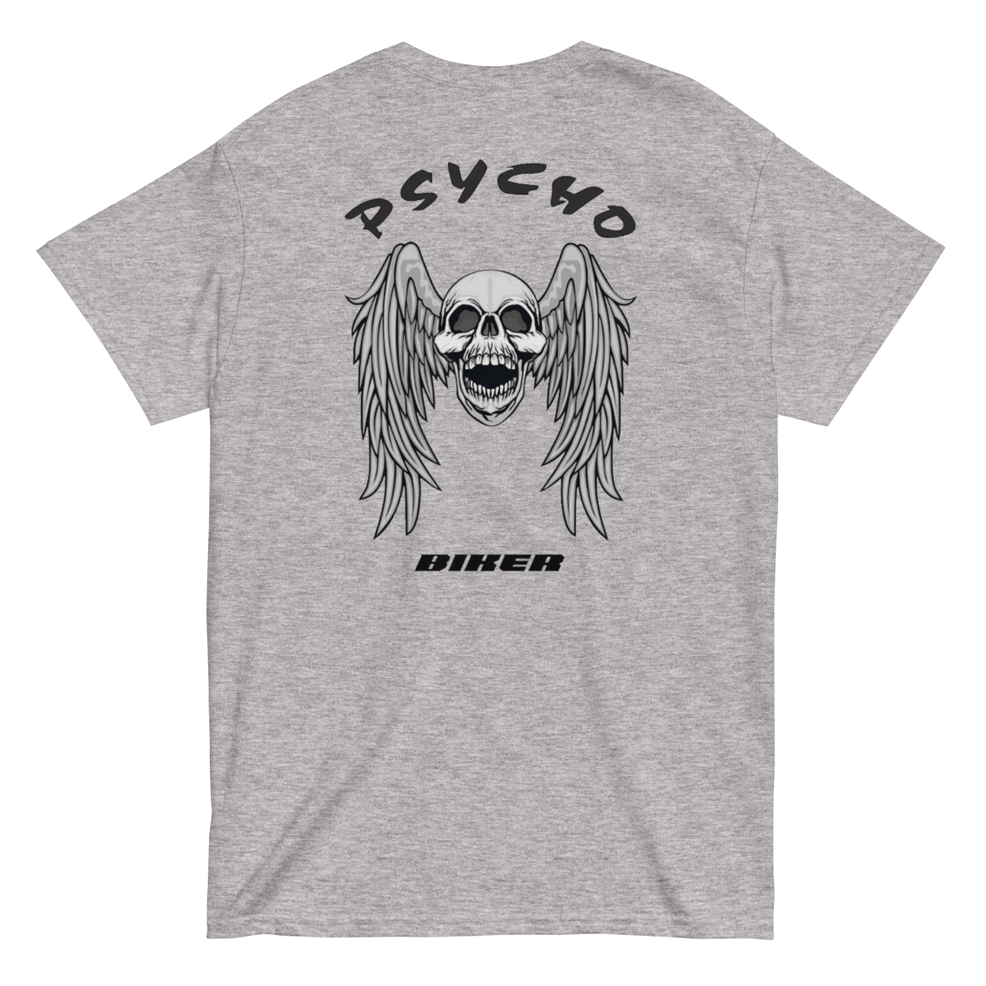 Totenkopf Flügel Shirt hellgrau hinten