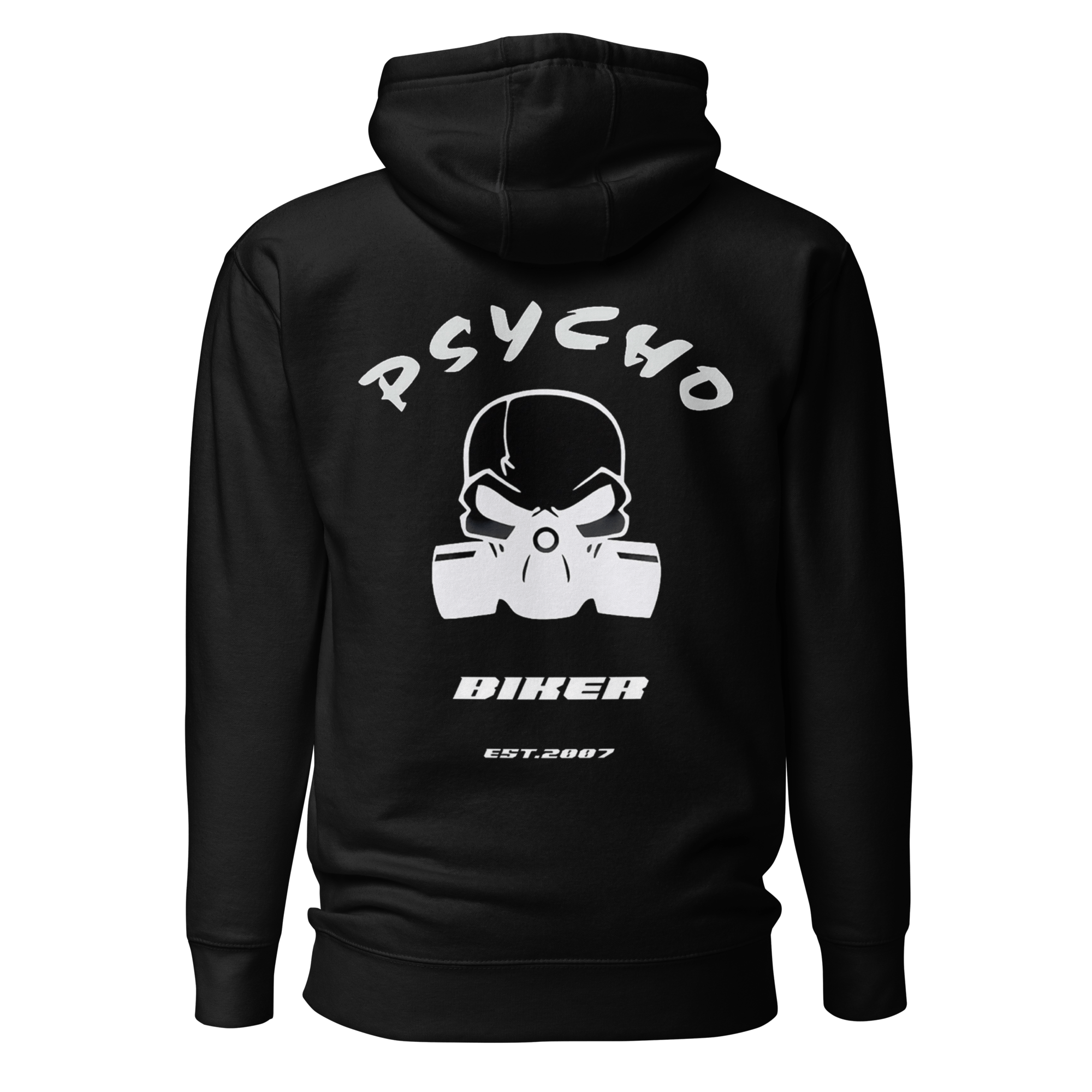 Totenkopf Gasmaske Psycho EST. 2007 Hoodie schwarz hinten