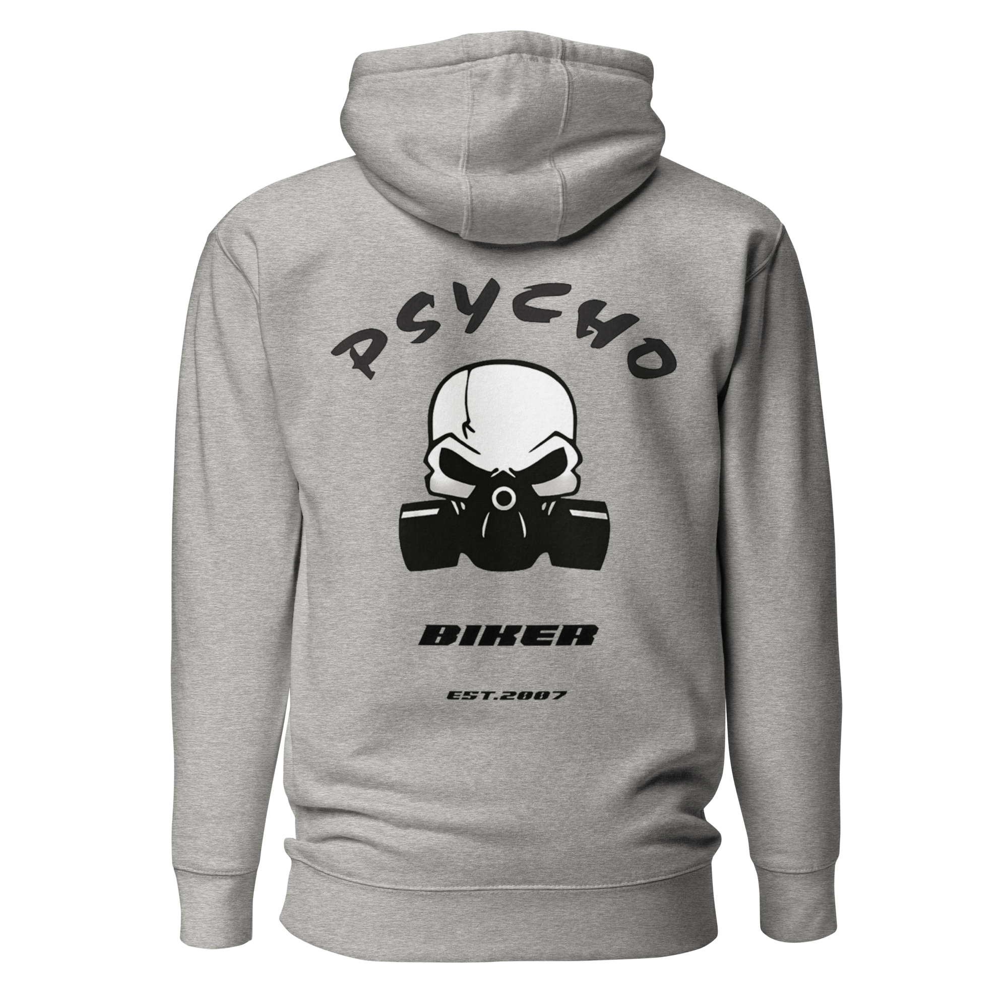 Totenkopf Gasmaske Psycho EST. 2007 Hoodie weiß hinten