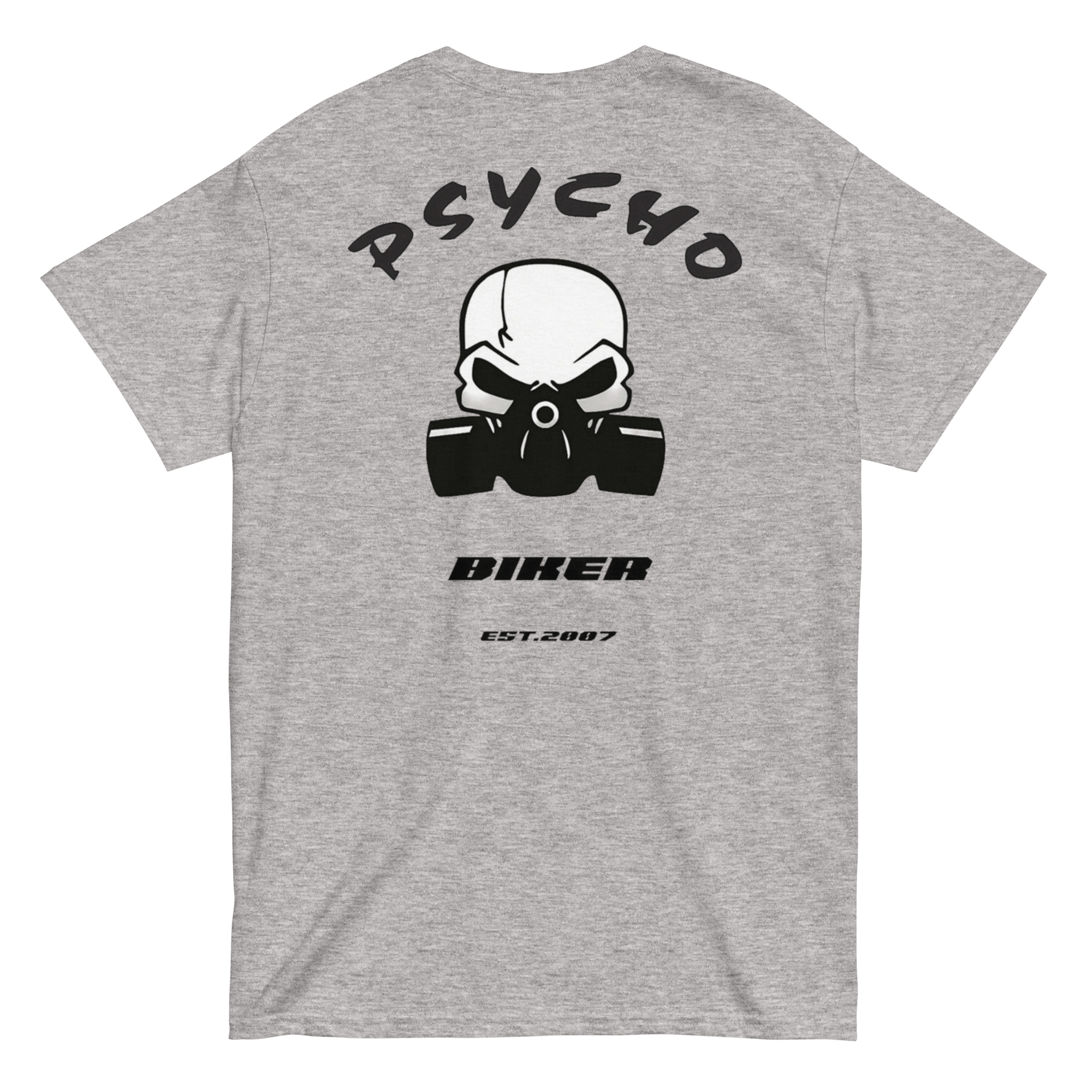 Totenkopf Gasmasken T-Shirt Psycho EST.2007  grau hinten